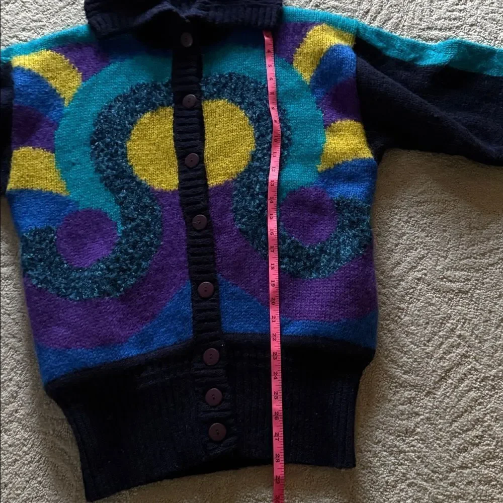 Van Gough Wool Mohair blend  Colorful Women's Sweater with Button-Up Design